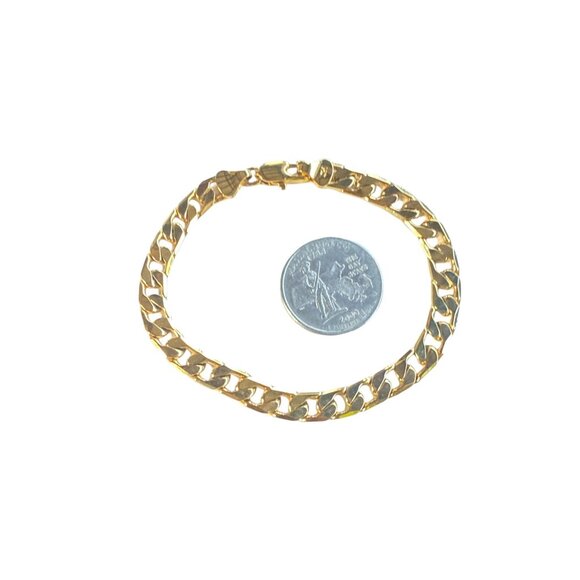 Gold Plated Cuban Link Chain Bracelet With Lobster Clasp For Men Or Women - Picture 4 of 11